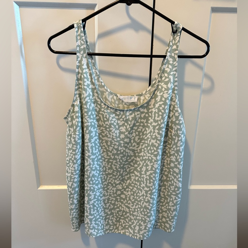 green white leaves patterned sleeveless tank top size 10
